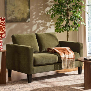Soho Small 2 Seater Sofa - Chenille Olive – Black & Feather