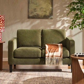 Soho Small 2 Seater Sofa - Chenille Olive – Black & Feather