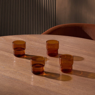 Sonne Colour Glass Tumblers - Feather & Black Set of 4 - Amber