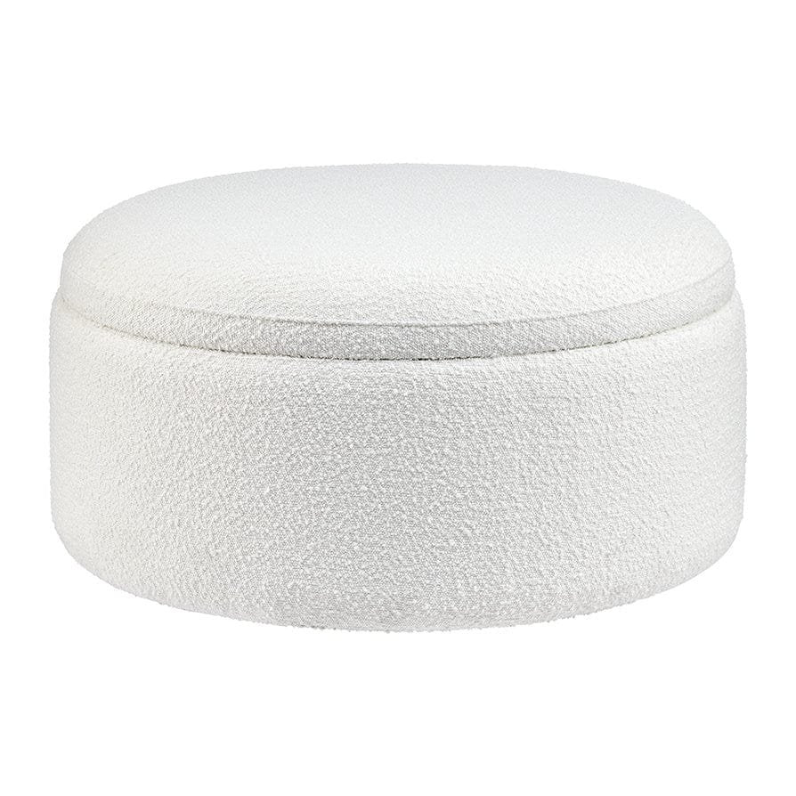 Stockton Boucle Round Storage Pouffe - Off White – Black & Feather