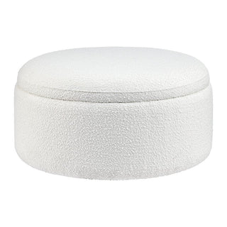 Stockton Boucle Round Storage Pouffe - Off White – Black & Feather