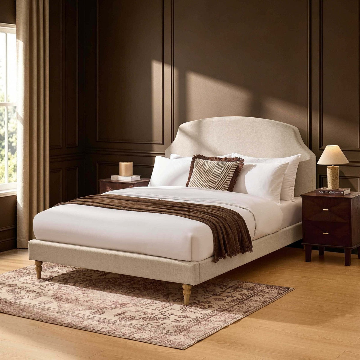 Surrey Bed Feather & Black Frame - Beige