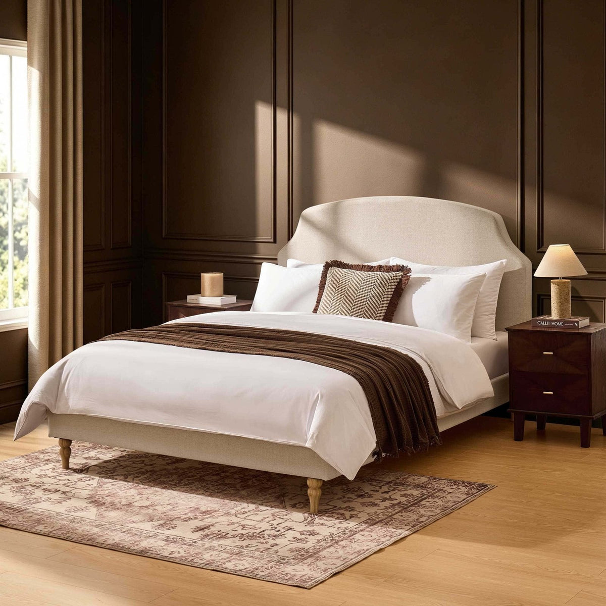 Surrey Bed Feather & Black Frame - Beige