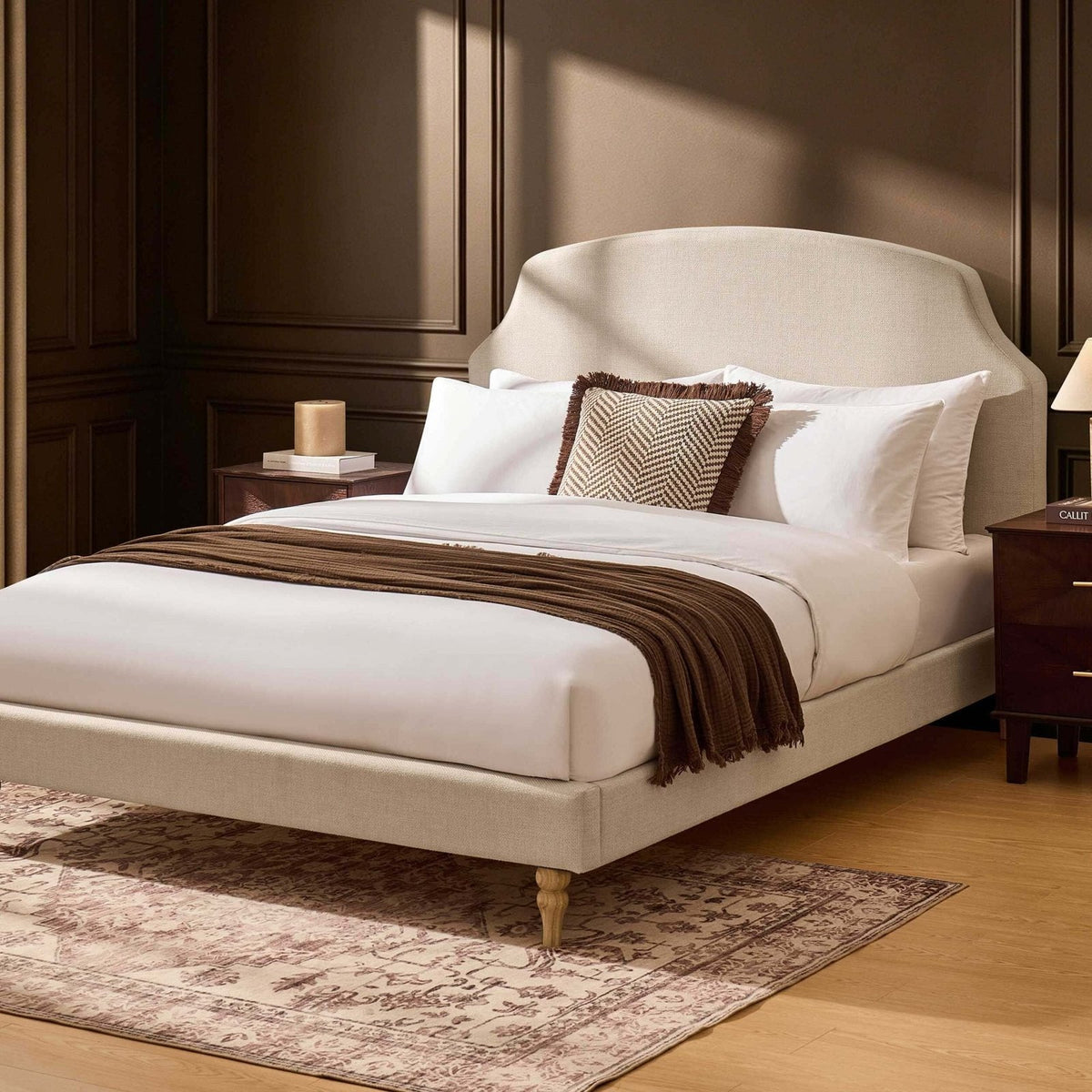 Surrey Bed Feather & Black Frame - Beige
