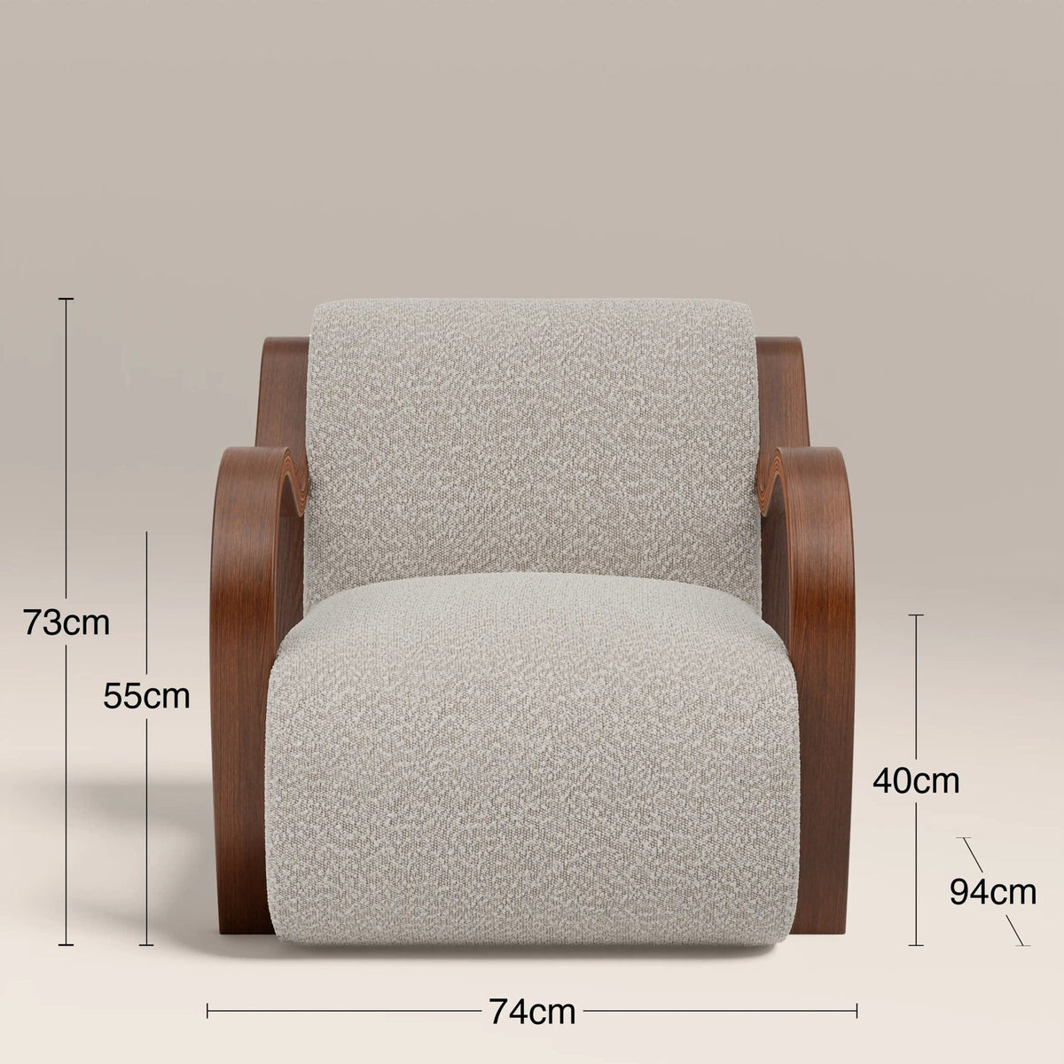 Talie Accent Chair | Speckled Laura Ashley UK Stone Sustainable Boucle & Walnut