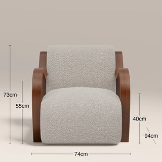 Talie Accent Chair | Speckled Laura Ashley UK Stone Sustainable Boucle & Walnut