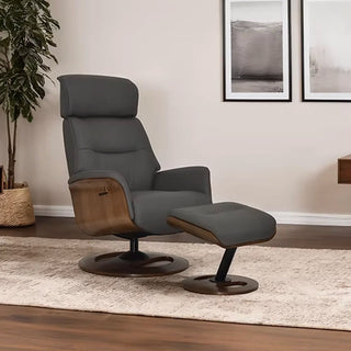 Tallis Leather Swivel LauraAshley Chair with Footstool