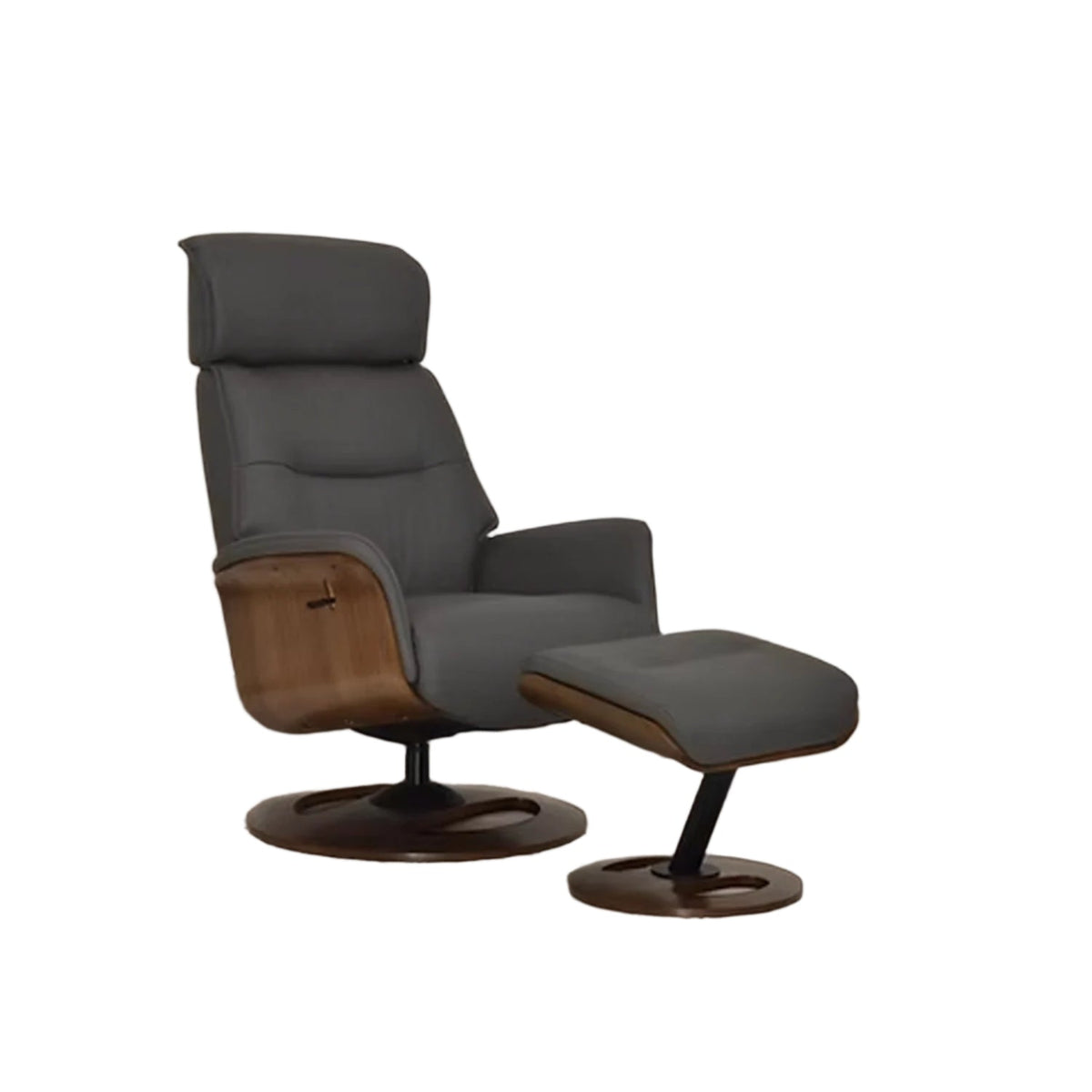 Tallis Leather Swivel LauraAshley Chair with Footstool