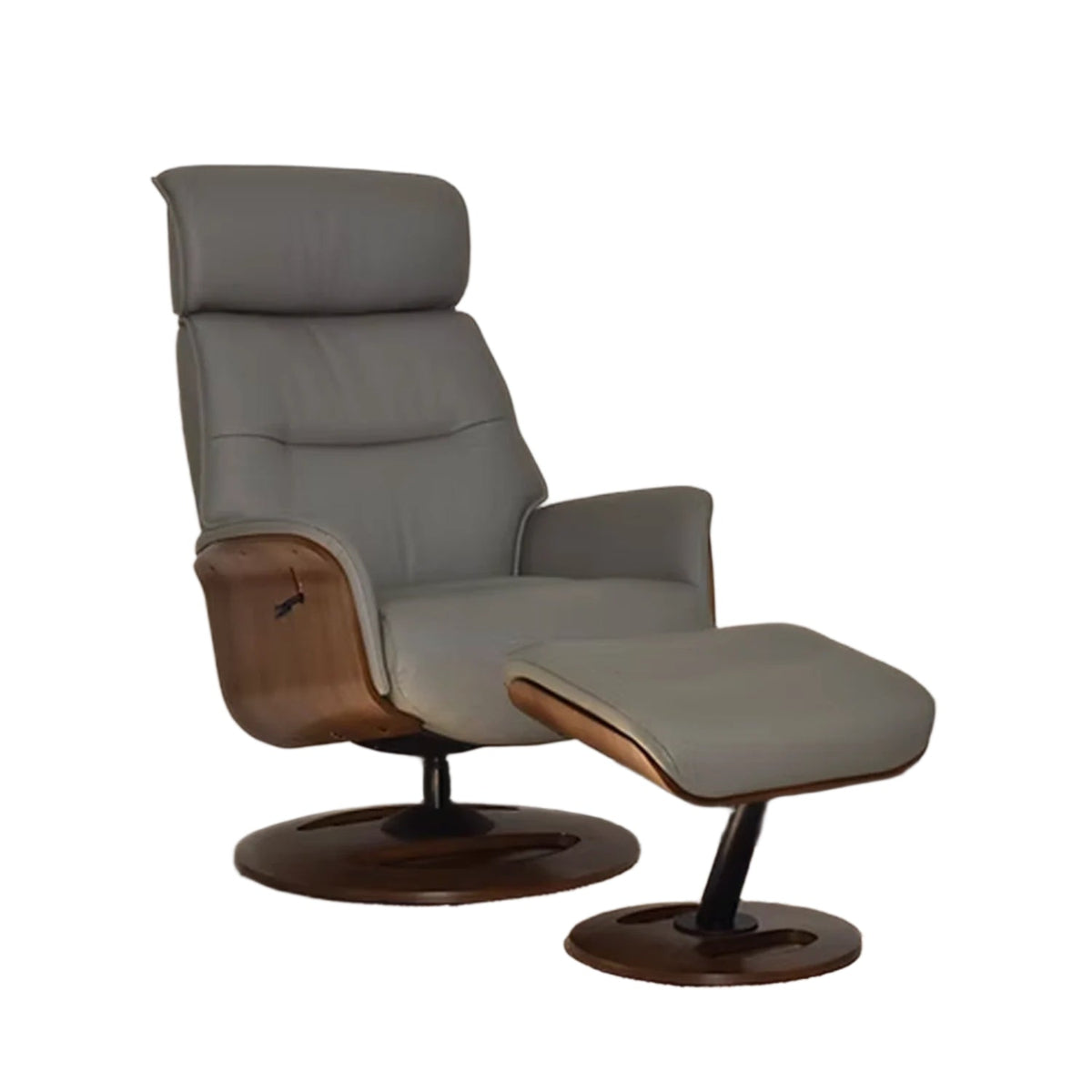 Tallis Leather Swivel LauraAshley Chair with Footstool