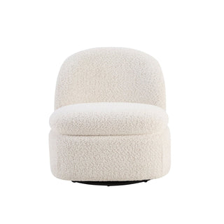 Tilly Swivel Accent Feather & Black Chair - Popcorn Teddy