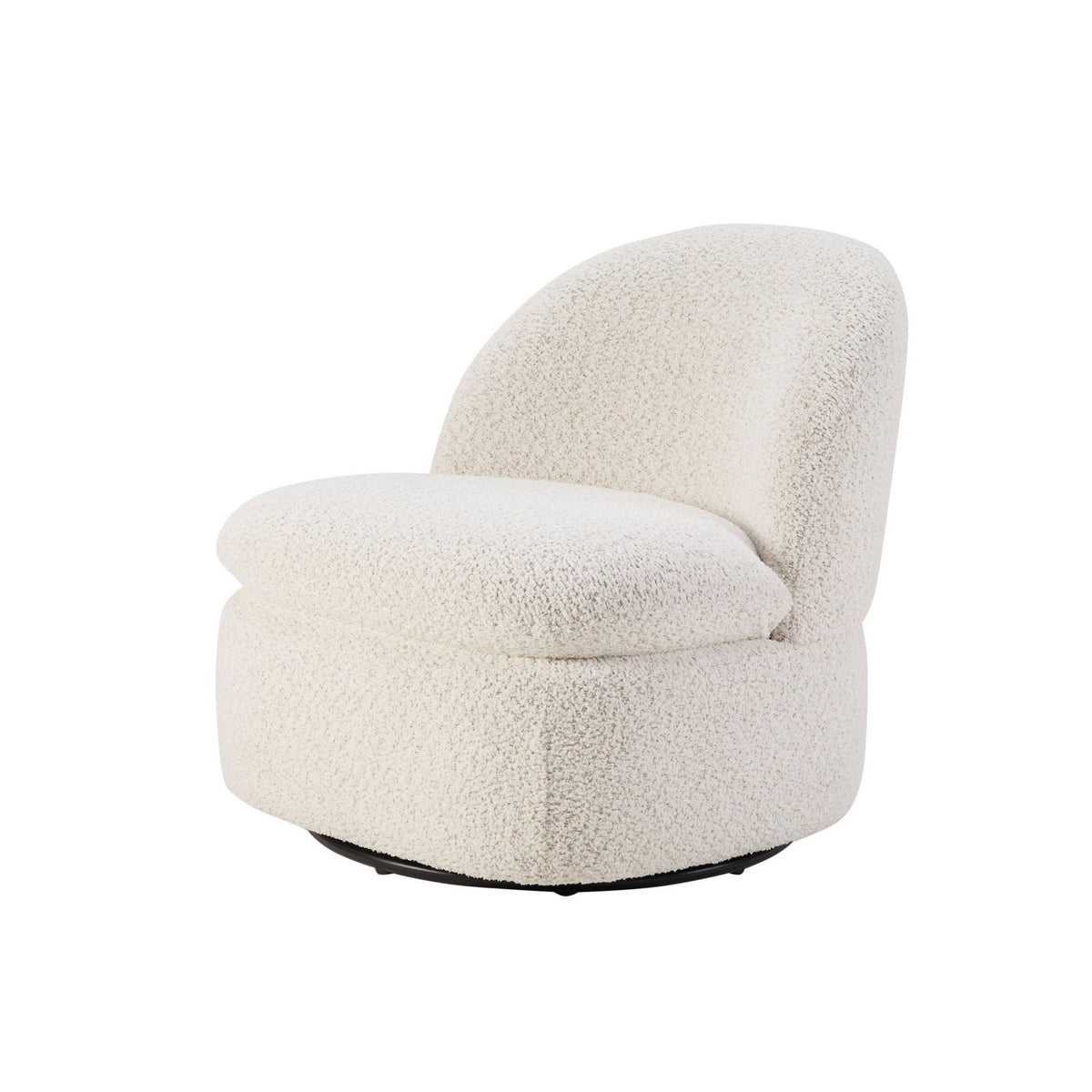 Tilly Swivel Accent Feather & Black Chair - Popcorn Teddy