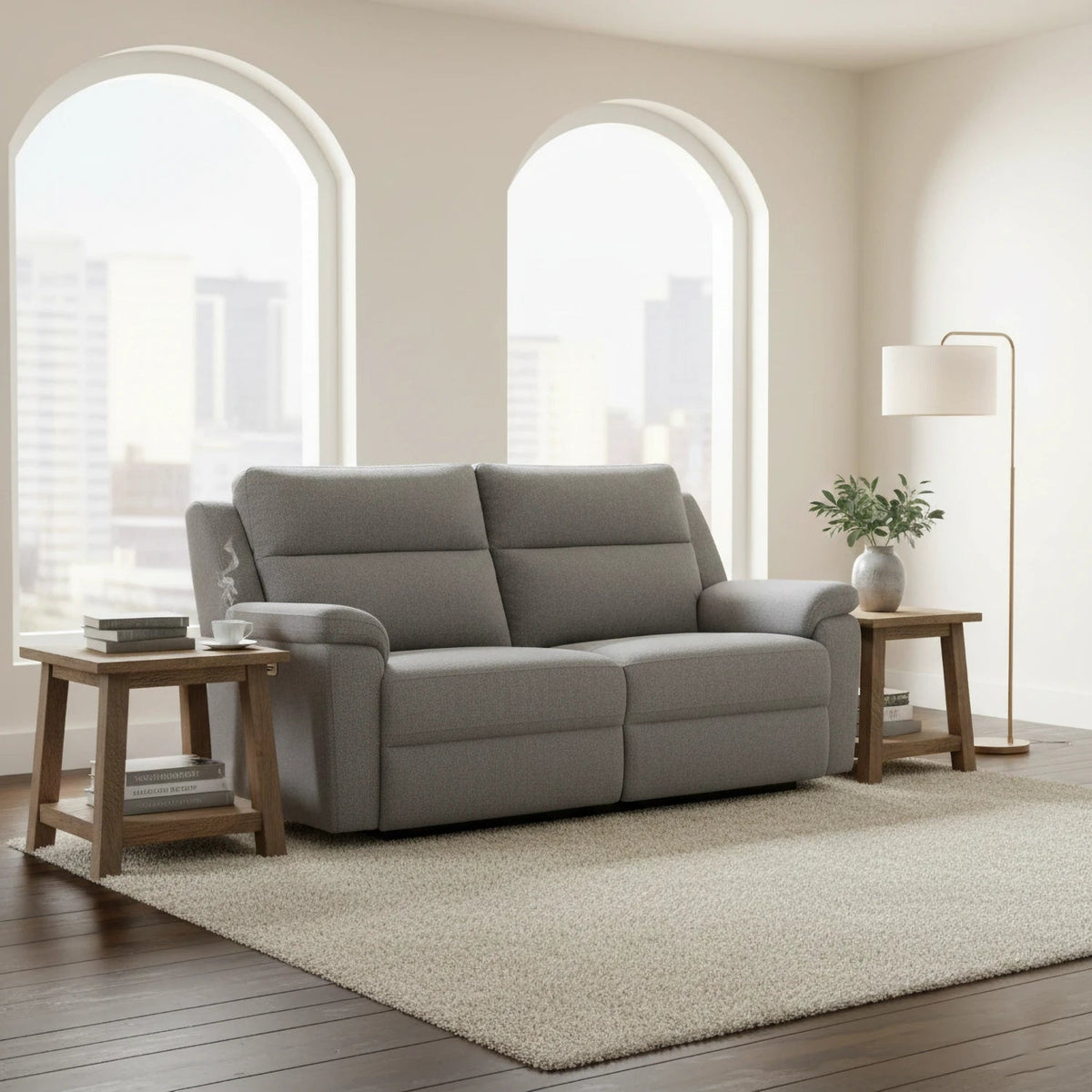 Travis Grey Fabric 3 Seater Power Recliner Sofa with USB Ports – LauraAshley