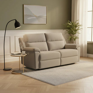 Travis Taupe Fabric 3 Seater Laura Ashley Power Recliner Sofa with USB Ports