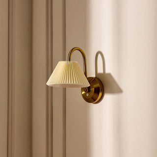 Twila Rechargeable Pleated Black & Feather Wall Light - Brass