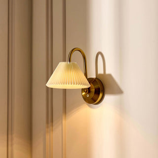 Twila Rechargeable Pleated Black & Feather Wall Light - Brass