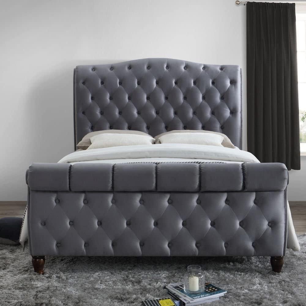 Velvet Sleigh Scroll Footboard Bed Frame – LauraAshley