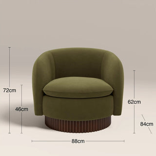 Viva Swivel Armchair | Moss Laura Ashley Green Sustainable Mohair Velvet & Walnut