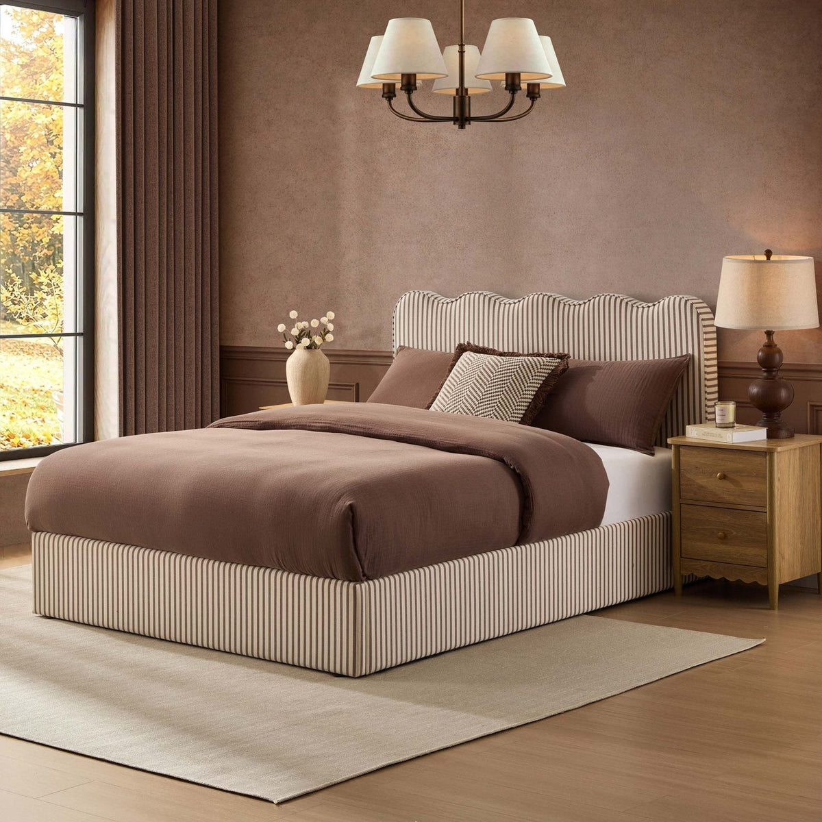 Wavy Ottoman Storage Bed - Chocolate Stripe – Black & Feather