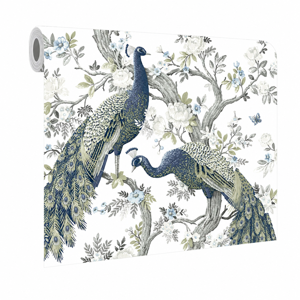 Laura Ashley Belvedere Midnight Peacock Smooth Wallpaper
