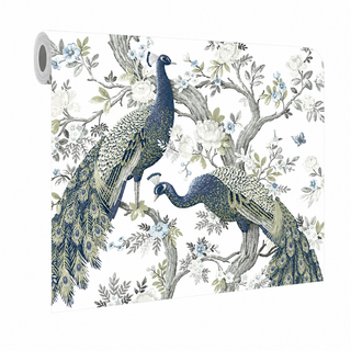 Laura Ashley Belvedere Midnight Peacock Smooth Wallpaper