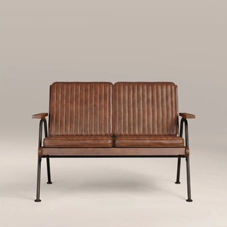 Wickham 2 Seater Sofa | Laura Ashley UK Brown Faux Leather & Walnut