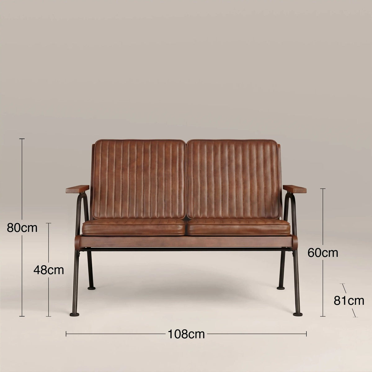 Wickham 2 Seater Sofa | Laura Ashley UK Brown Faux Leather & Walnut
