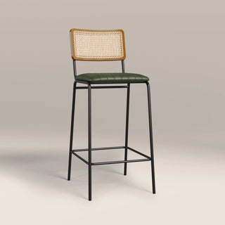 Willis Bar Stool | Vintage Green Faux Leather & Black – Laura Ashley UK