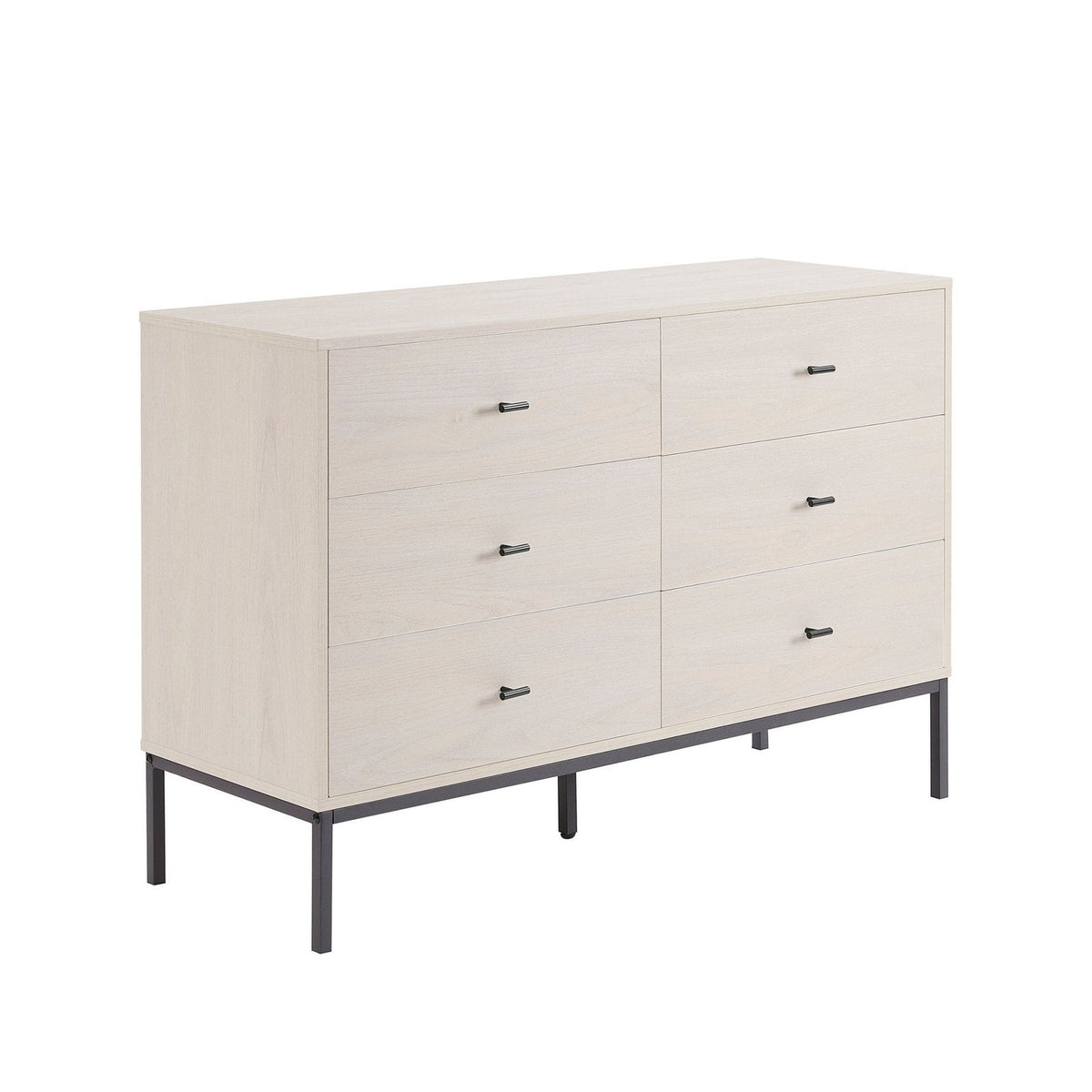 Willow 6 Drawer Feather & Black Chest - Light Wood