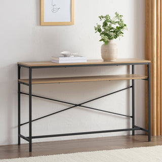 Willow Dressing Table Feather & Black Console - Oak Effect