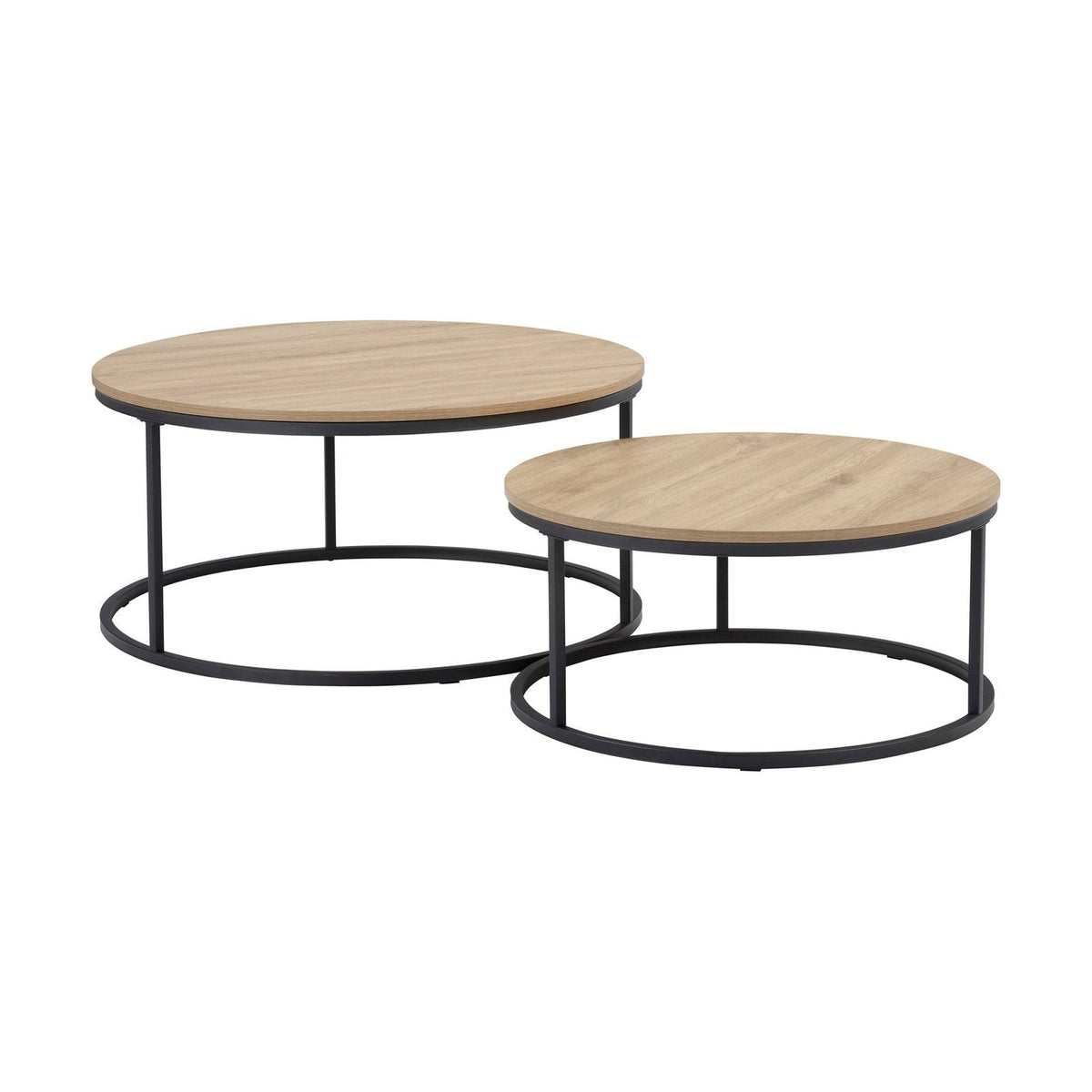 Willow Round Nesting Black & Feather Coffee Table - Wood