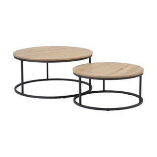 Willow Round Nesting Black & Feather Coffee Table - Wood