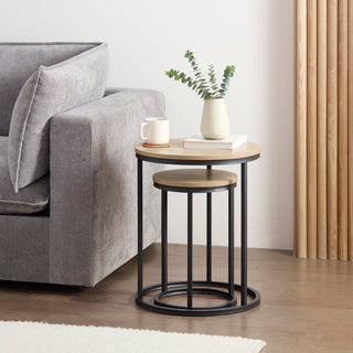 Willow Round Nesting Side Table - Wood – Feather & Black