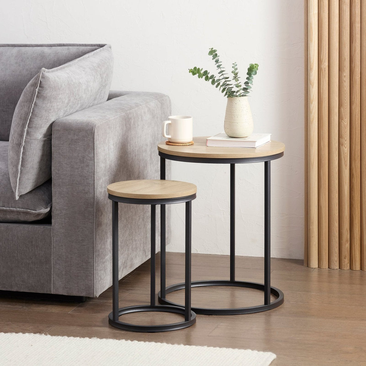 Willow Round Nesting Side Table - Wood – Feather & Black