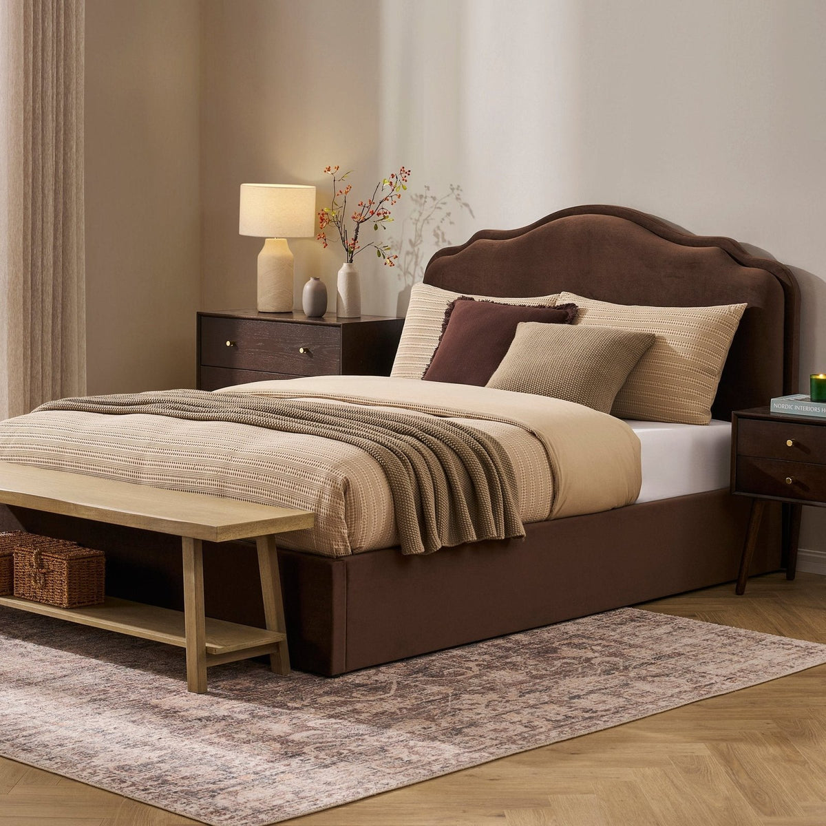 Wiltshire Ottoman Storage Black & Feather Bed - Cappuccino
