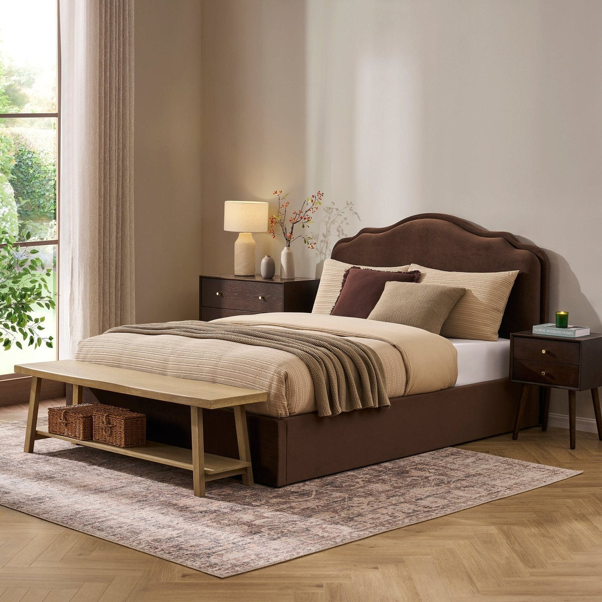 Wiltshire Ottoman Storage Black & Feather Bed - Cappuccino