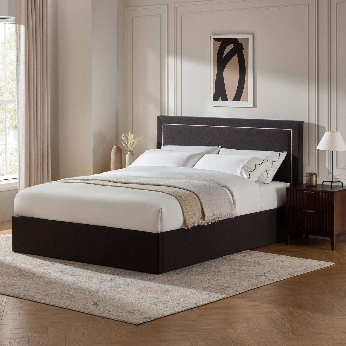 Windsor Ottoman Storage Bed - Black/Natural – Black & Feather